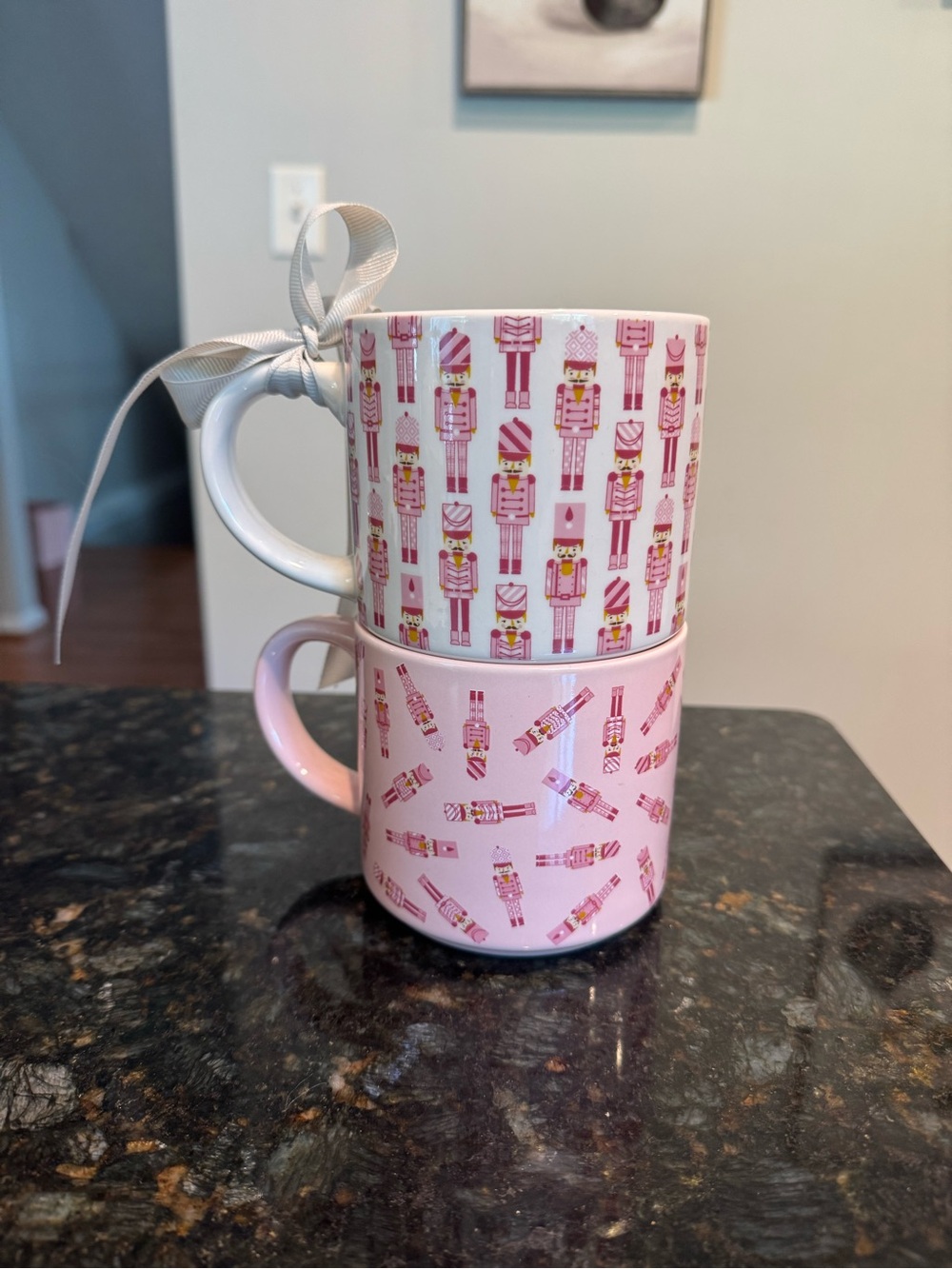 Christmas Holiday Pink Nutcracker Coffee Mug Cups NEW Decor Set Of Two